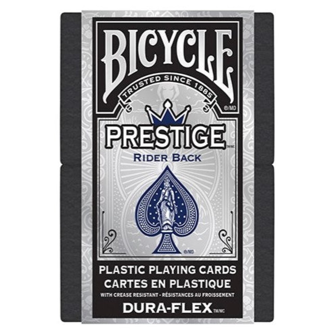 Bicycle Prestige Rider Back Plastic Dura-Flex Playing Cards, Poker Size Standard Index, Blue